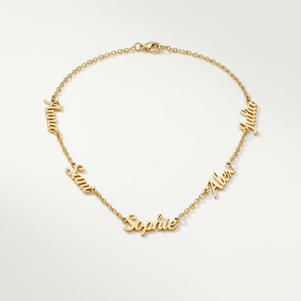 Gold five-name necklace