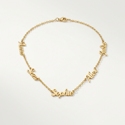 Gold five-name necklace